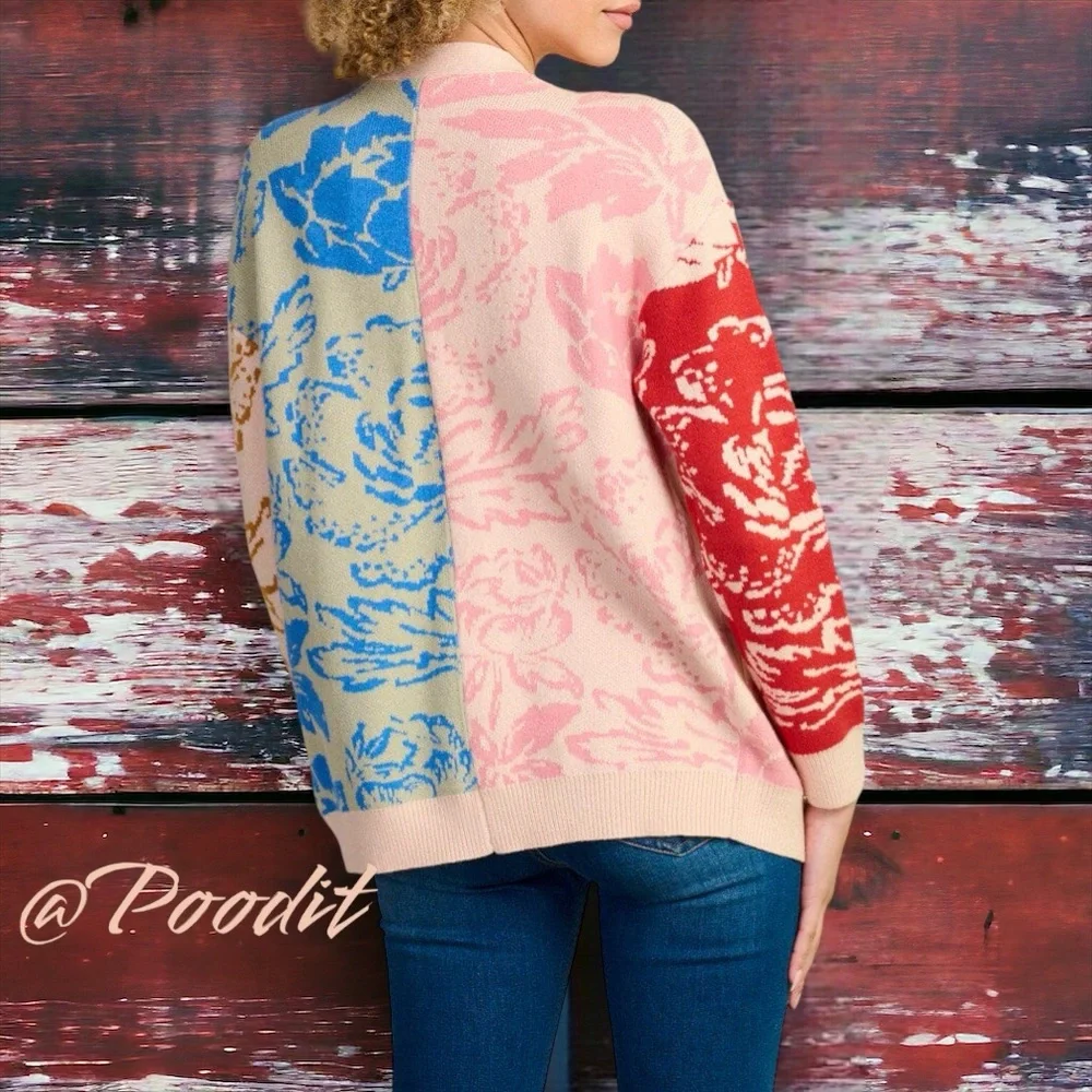 POLAGRAM Button up front print cardigan S M L XL - Picture 4 of 7